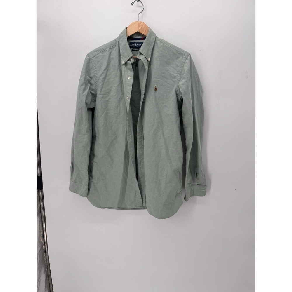 Ralph Lauren Button Up Classic Fit Shirt Mens Size green medium Pony Logo
